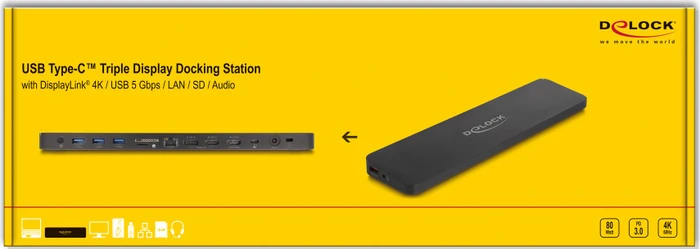 DeLOCK USB-C Triple Display Dockingstation 4K USB-C 3.0 [Buchse]