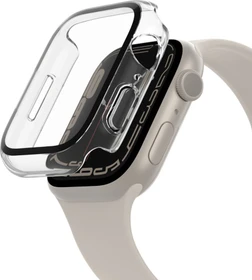 Belkin ScreenForce antimikrobieller TemperedCurve 2-in-1-Displayschutz mit Schutzrand für Apple Watch (44mm/45mm) transparent
