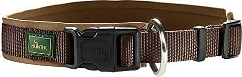 Hunter Neopren Vario Plus Halsung, Hundehalsband, Nylon, mit Neopren gepolstert, 35-40/2.0cm S-M/karamell, braun