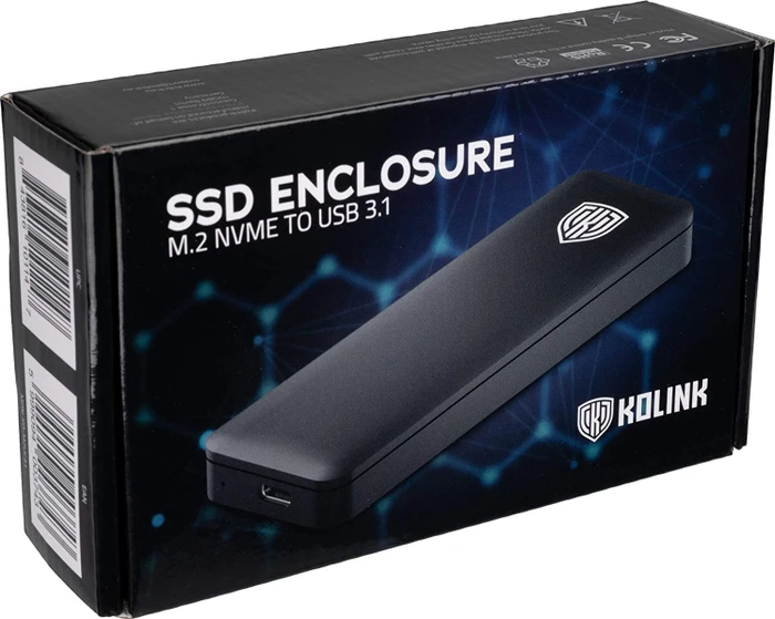 Kolink M.2 PCIe SSD enclosure with USB-C, USB-C 3.1