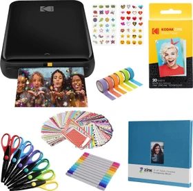Kodak Step Instant, schwarz, Fotodrucker, Bundle Fotoalbum-Set