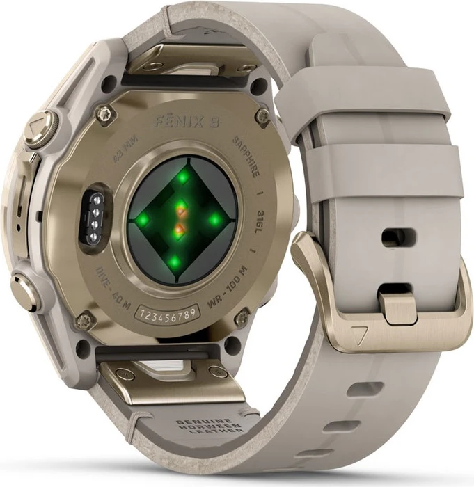 Garmin Fenix 8 43mm Sapphire soft gold/limestone leather