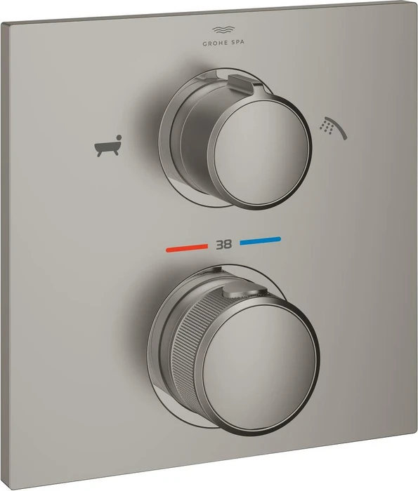 Grohe Allure Thermostat-Wannenbatterie mit integrierter 2-Wege-Umstellung satin steel