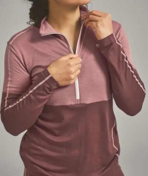 Ortovox 185 Rock'n'Wool Zip Neck Funktionsshirt langarm dusk rose (Damen)