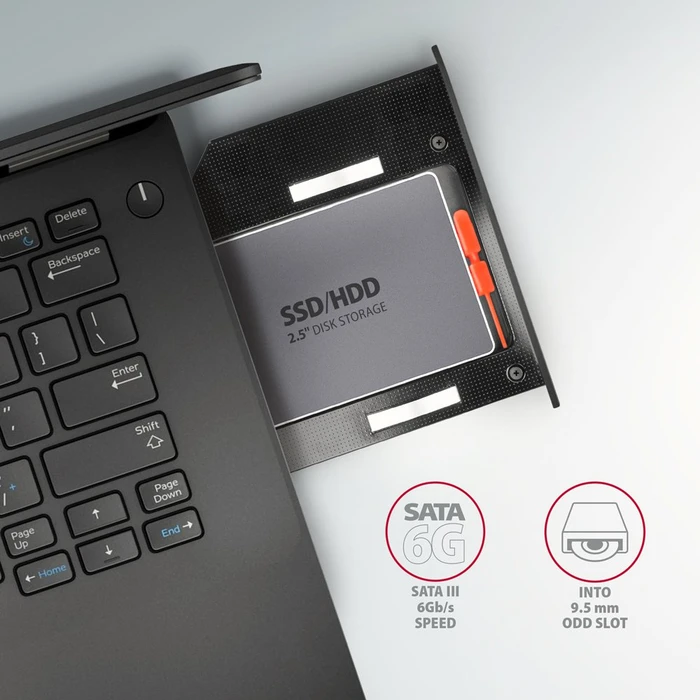 Axagon 2.5" auf 5.25" SlimLine, 9.5mm Bauhöhe, Einschubadapter