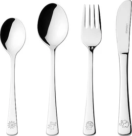 doddl Kinderbesteck-Set Bambini Krokodil/Elefant/Löwe silber, 4-tlg.
