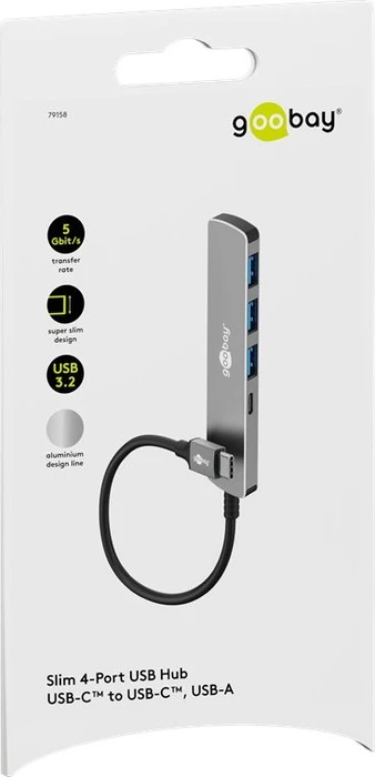 Wentronic goobay Slim 4-Port USB-Hub, 1x USB-C 3.0/3x USB-A 3.0, USB-C 3.0 [Stecker]