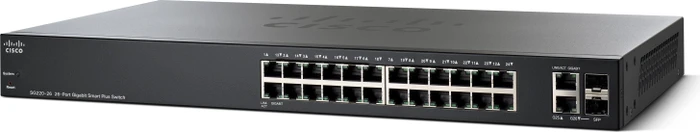 Cisco SG220 Rackmount Gigabit Smart Switch, 24x RJ-45, 2x RJ-45/SFP