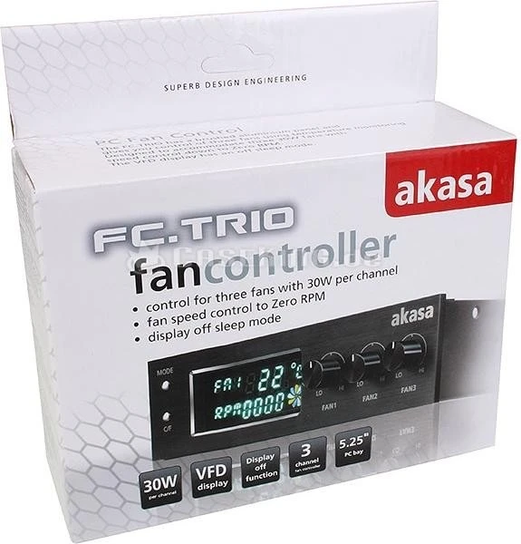 Akasa FC.TRIO schwarz, 5.25" Lüftersteuerung 3-Kanal