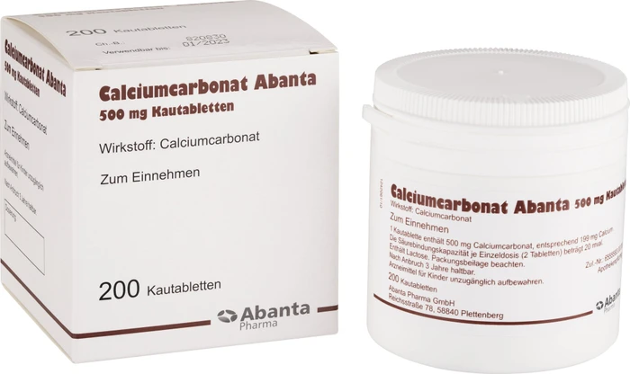 Abanta Calciumcarbonat 500mg Kautabletten, 200 Stück