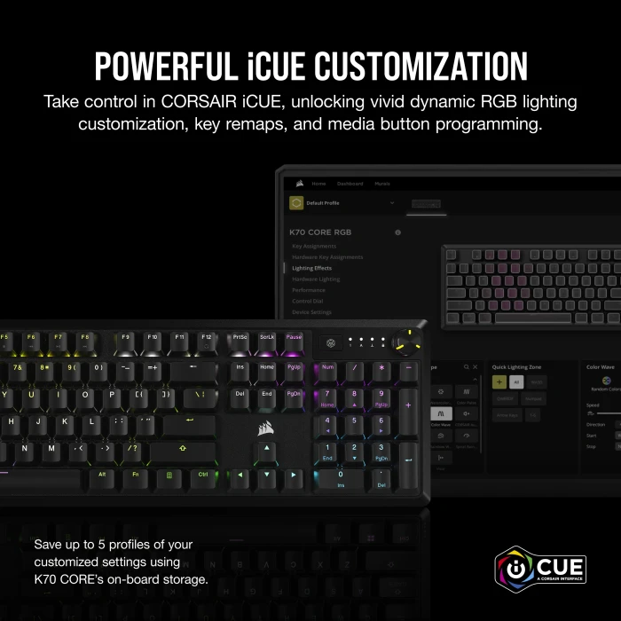 Corsair Gaming K70 CORE, schwarz, MLX RED, USB, DE