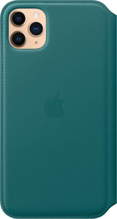 Apple Leder Folio Case für iPhone 11 Pro Max pfauenblau