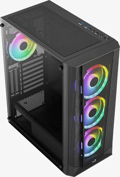 AeroCool Prism, Lüfter LED Fixed RGB, Glasfenster