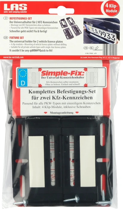 EUFAB Befestigungsset für 2 KFZ-Kennzeichen Kennzeichenhalter