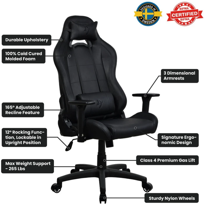 Arozzi Torretta SoftPU Gamingstuhl, pure black