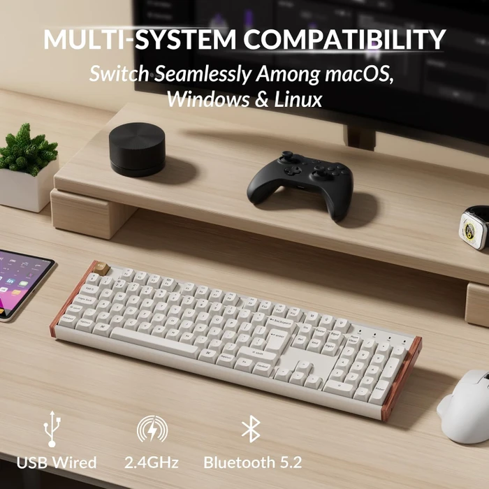 Keychron K10 HE Wireless, Special Edition ISO White, LEDs RGB, Gateron 2.0 Magnetic Nebula, USB/Bluetooth, ES