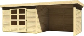 Karibu Askola 5 Gartenhaus inkl. Anbau 2.8m + Rück- und Seitenwand natur