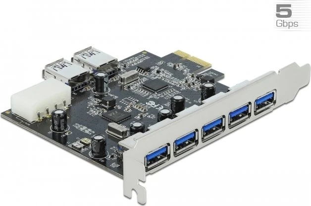 DeLOCK 7x USB-A 3.0, PCIe 2.0 x1