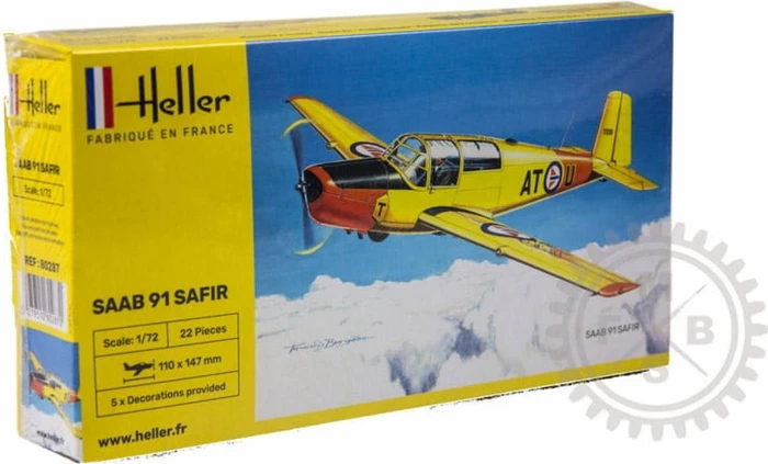 Heller Maquette Avion Saab Safir 91 – Échelle 1/72, 22 Pièces, Dimensions 11 X 14,7 Cm, Pour Passionnés De Modélisme