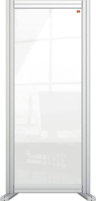Nobo Premium Plus Schreibtisch-Trennwand aus Acryl, transparent/silber, 40x100cm