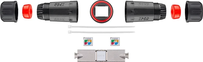 Wentronic Goobay Verbinder für Netzwerkkabel, Cat6 STP Modularstecker, Outdoor
