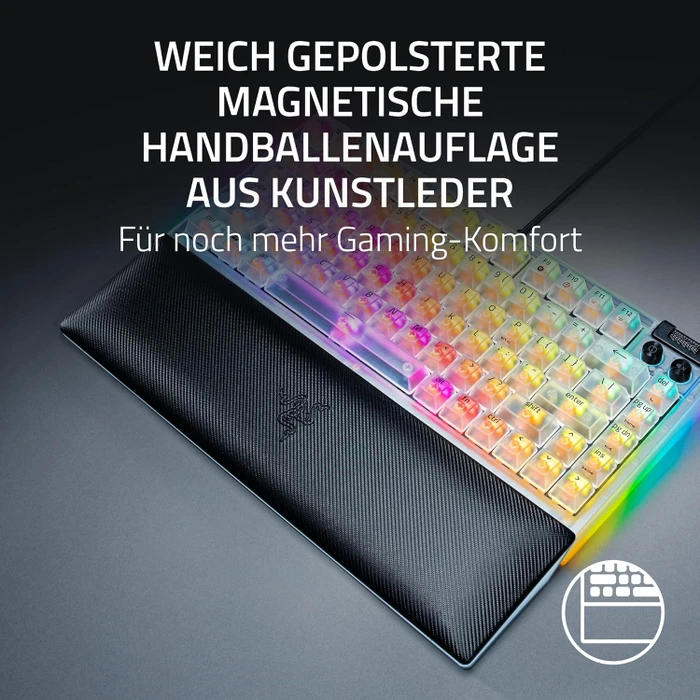 Razer BlackWidow V4 75%, Phantom White Edition, hot-swap, Razer ORANGE Tactile Gen-3, USB, US