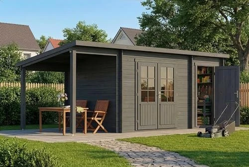 Alpholz Gartenhaus Maria mit Schleppdach 600x279cm grau