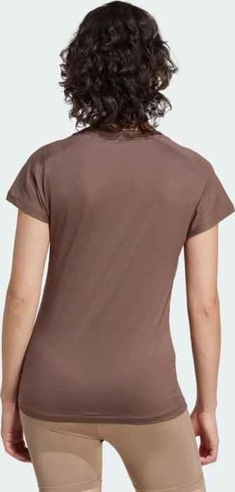 adidas Aeroready Train Essentials Minimal Branding V-Neck Funktionsshirt kurzarm earth strata/white (Damen)