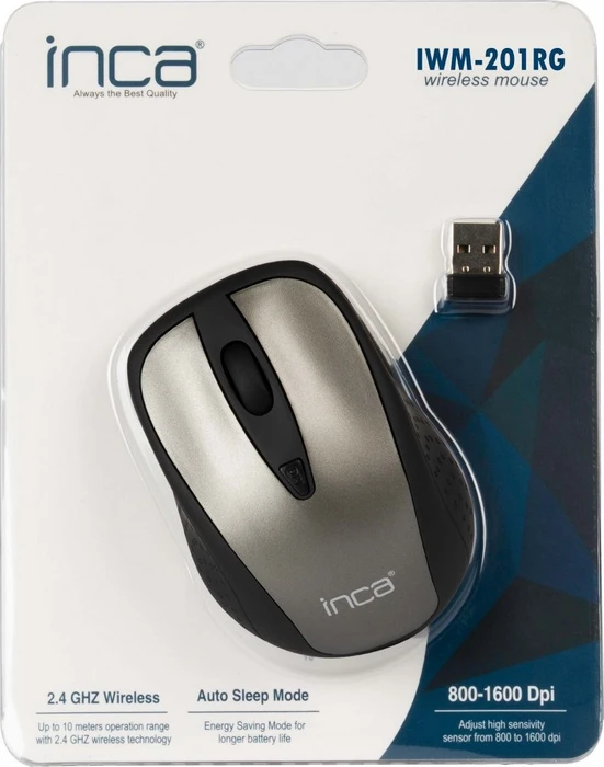 Inca IWM-201RG Silent Wireless Mouse grau/schwarz, USB