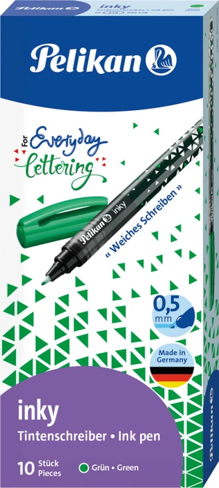 Pelikan inky Tintenroller (Mine) grün, Rechtshänder, Faltschachtel