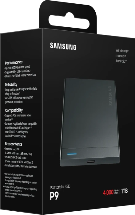 Samsung Portable SSD P9, 1TB, USB4