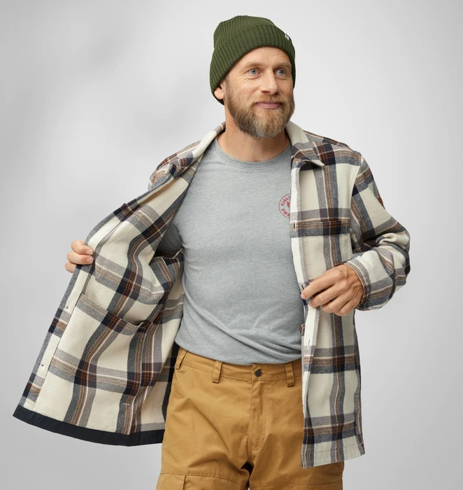 Fjällräven Singi Flannel Hemd langarm chalk white/dark navy (Herren)