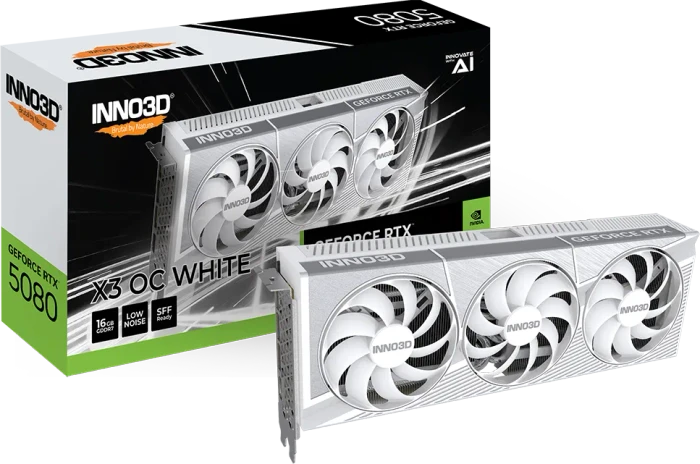 INNO3D GeForce RTX 5080 X3 OC White, 16GB GDDR7, HDMI, 3x DP