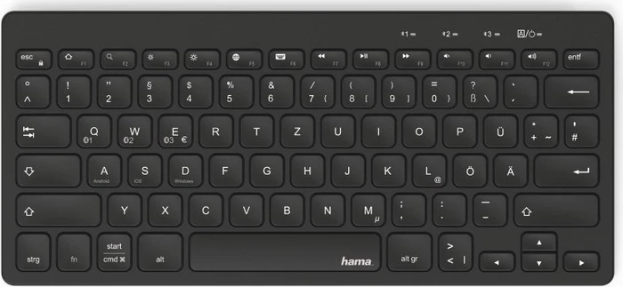 Hama KEY4ALL X2100 Multi-Device Tastatur mit Standfunktion, schwarz, Bluetooth, DE