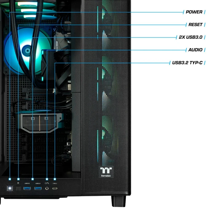 Thermaltake FTW A-Line LCS, Black, Ryzen 7 7800X3D, 32GB RAM, 2TB SSD, GeForce RTX 5070 Ti