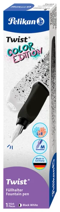 Pelikan Twist Color Edition schwarz/weiß, rechte Hand/linke Hand, mittel, Faltschachtel