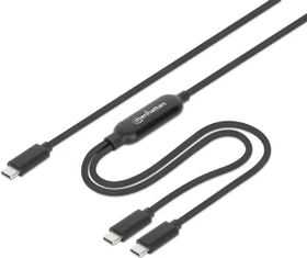 Manhattan Dual USB-C Splitter Y-Kabel, 100W, USB-C [Stecker] auf 2x USB-C [Stecker], 2m, schwarz (355810)