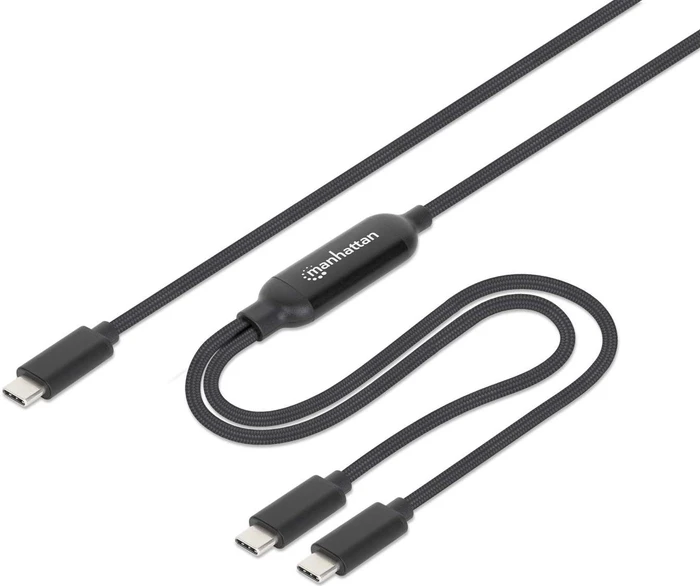 Manhattan Dual USB-C Splitter Y-Kabel, 100W, USB-C [Stecker] auf 2x USB-C [Stecker], 2m, schwarz