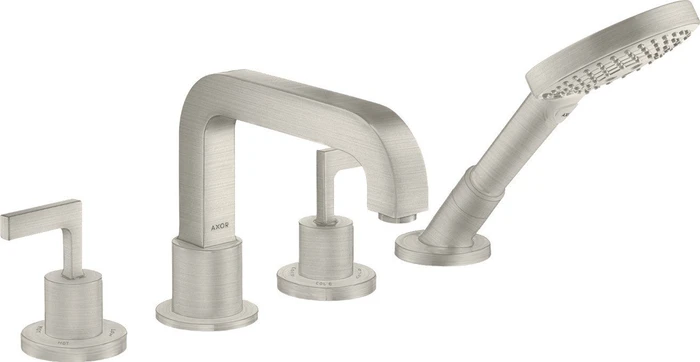 Hansgrohe Axor Citterio 4-Loch Wannenkombination mit Hebelgriff und Rosette edelstahloptik