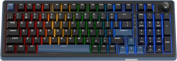 Ducky OK-M-98, Black and Blue, KKT Red Wine Linear, USB/Bluetooth, DE