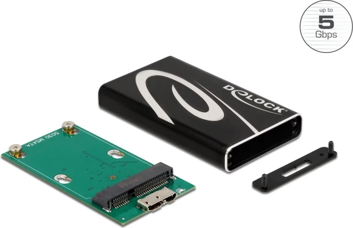 DeLOCK Externes Gehäuse für mSATA SSD, USB 3.0 Micro-B