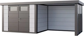 Telluria Classico 3024 Gerätehaus inkl. Anbau 2.84m rechts weiß/grau