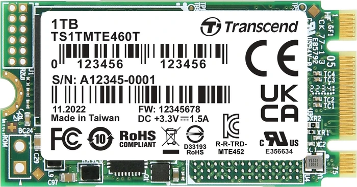 Transcend MTE460T SSD 1TB, M.2 2242 / B-M-Key / PCIe 3.1 x2