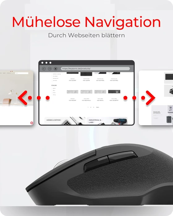 KeySonic KSM-6140BTRF-EG Wireless Ergonomic Office Mouse, schwarz, USB/Bluetooth