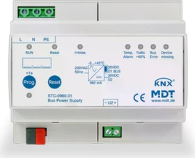 MDT KNX Busspannungsversorgung STC mit Diagnosefunktion 30V, 1280mA, 6TE REG