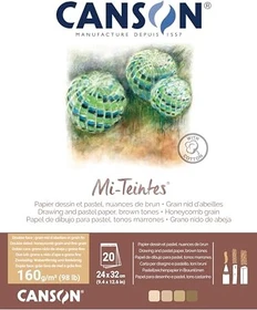 Canson Mi-Teintes Zeichenpapier, 240x320mm, glatt, Brauntöne, 20 Blatt
