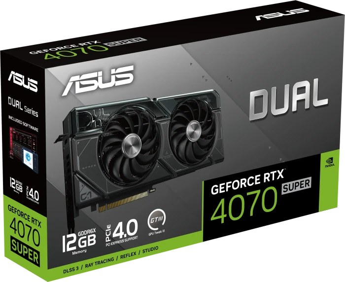 ASUS Dual GeForce RTX 4070 SUPER, DUAL-RTX4070S-12G, 12GB GDDR6X, HDMI, 3x DP