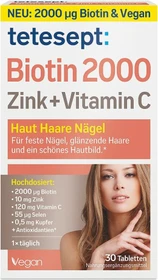 Tetesept Biotin 2000 Zink + Vitamin C Filmtabletten, 30 Stück
