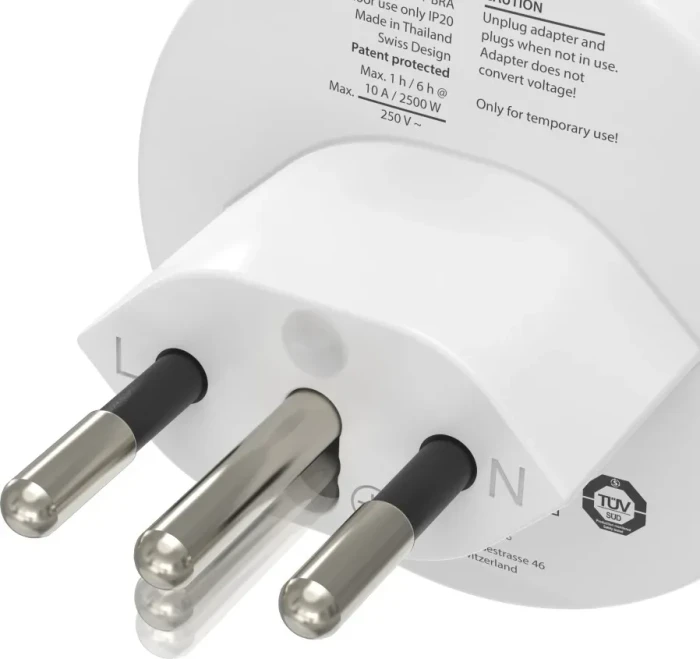 Hama Reiseadapter Typ J/Typ L/Typ N, 3-polig, für Schweiz, Italien und Brasilien