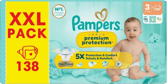 Pampers Premium Protection Gr.3 Einwegwindel, 6-10kg, 138 Stück